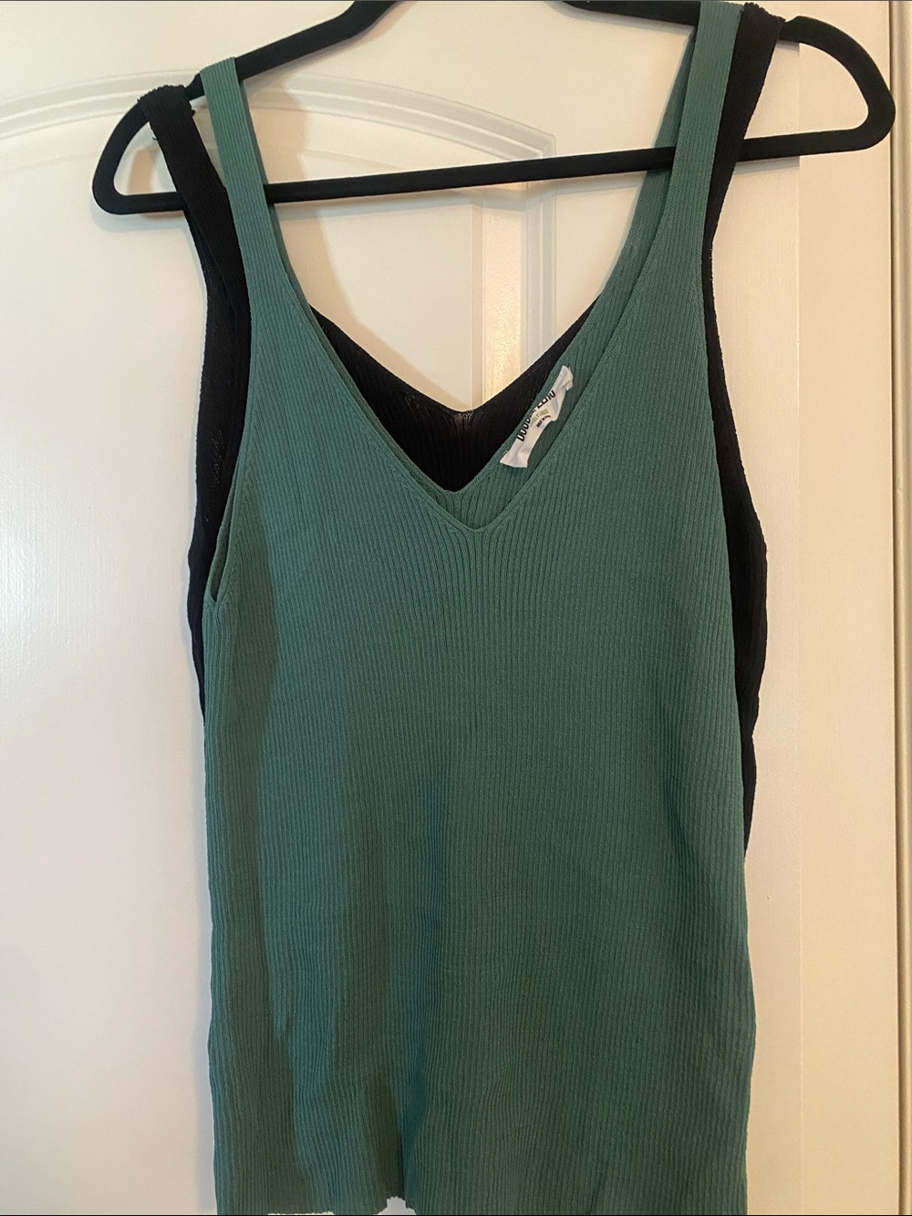 Set of 2 Double Zero Ribbed Tank Duo in Teal and Black